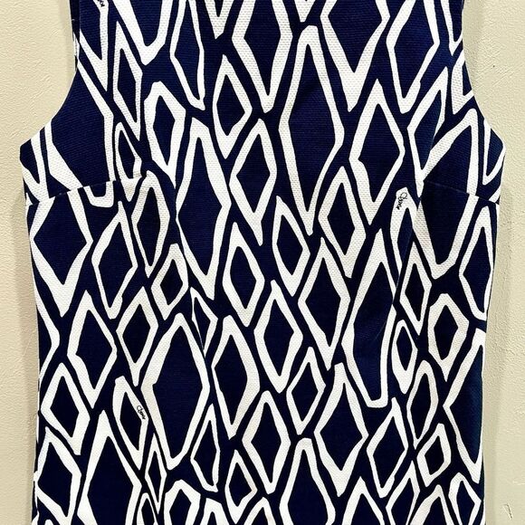 Diane Von Furstenberg DVF Navy Blue Printed Mini Dress - Size: 4 - Picture 11 of 11